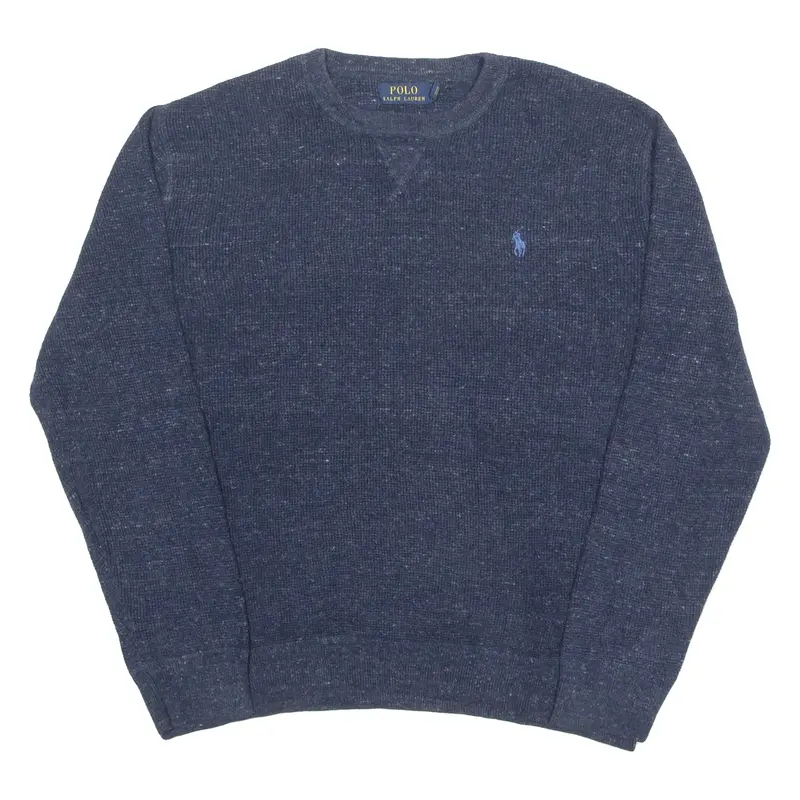 POLO RALPH LAUREN Mens Jumper Blue Crew Neck Tight Knit L