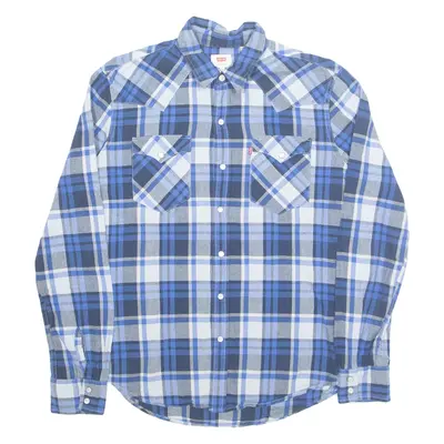 LEVI'S Mens Shirt Blue Check Long Sleeve M