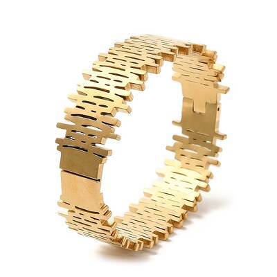 Vertical Stripes Hollow 304 Stainless Steel Bangles for Wmen