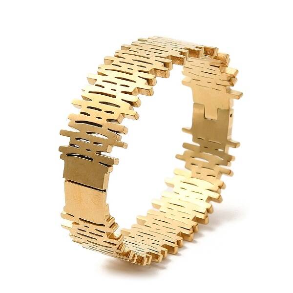 Vertical Stripes Hollow 304 Stainless Steel Bangles for Wmen