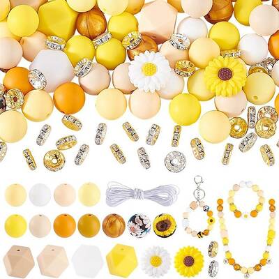 Silicone Beads and Brass Rhinestone Spacer Jewelry Sets