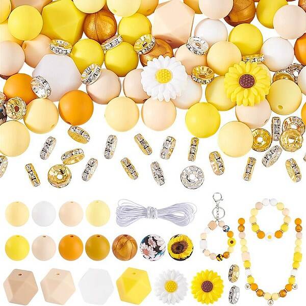 Silicone Beads and Brass Rhinestone Spacer Jewelry Sets