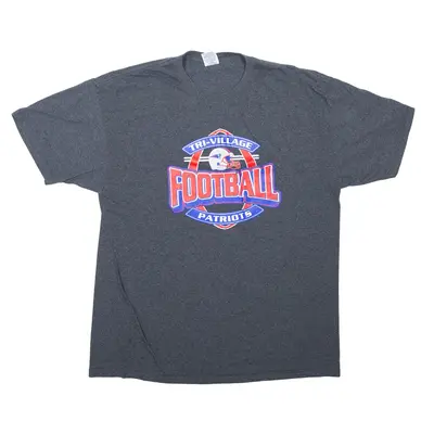 JERZEES Tri-Village Patriots Football USA T-Shirt Grey Short Sleeve Mens XL
