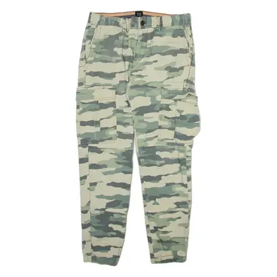 C&A Camo Cargo Mens Trousers Green Relaxed Tapered W32 L30