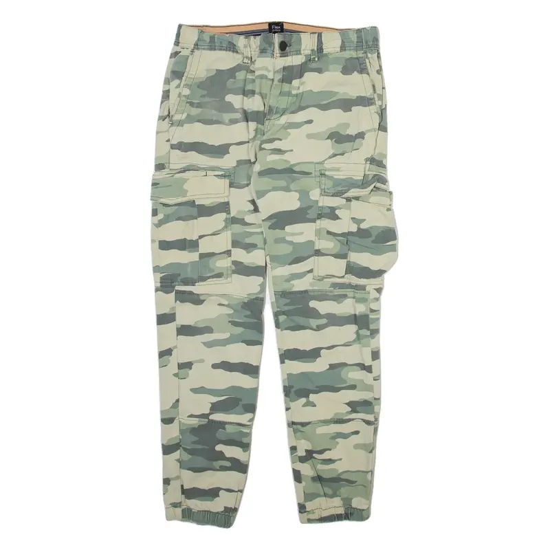 C&A Camo Cargo Mens Trousers Green Relaxed Tapered W32 L30