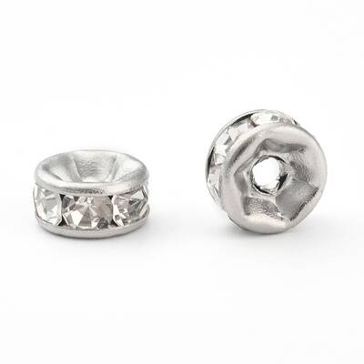 316 Surgical Stainless Steel Crystal Rhinestone Spacer Beads