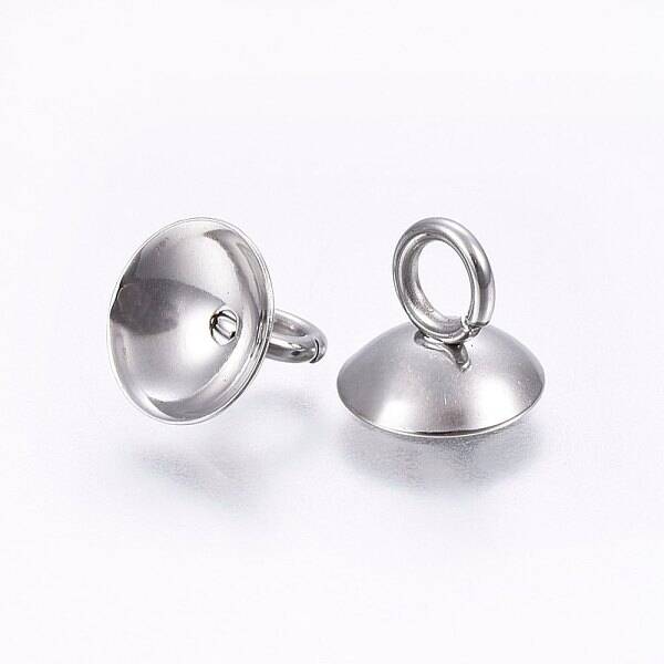 201 Stainless Steel Bead Cap Pendant Bails