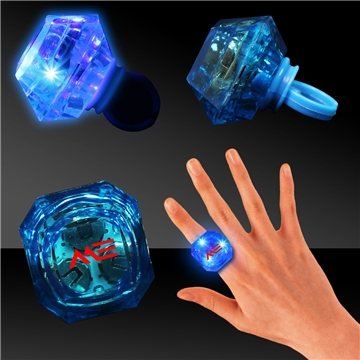 144 Customized Blue Light Up Diamond Rings - Multi-Mode LED