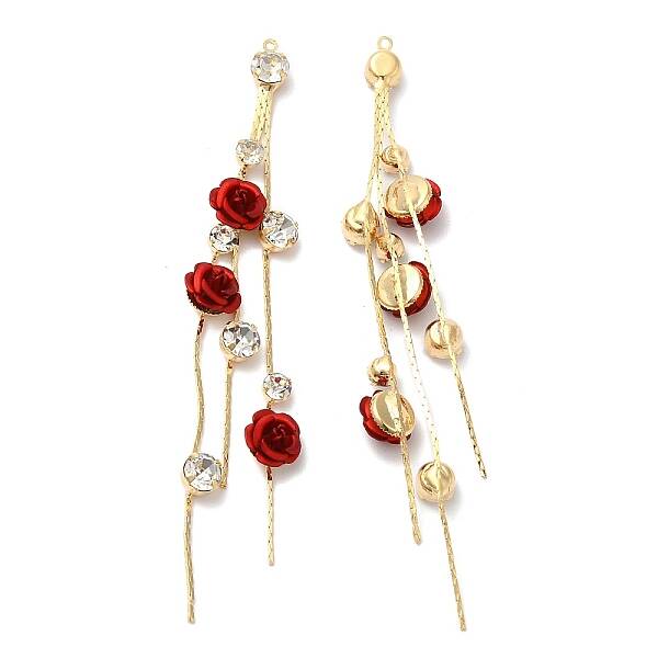 Real 18K Gold Plated Brass with Glass Rhinestone Tassel Big Pendants