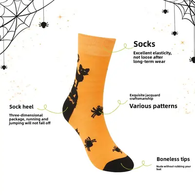 Halloween Plus Size Christmas Pumpkin Witch Funny Men's Long Socks Mid-Calf Casual Socks for Women Floral Tropical Holiday Me...