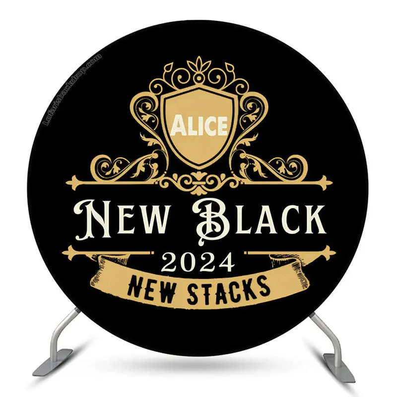 Aperturee Custom New Stacks Gold Black 2024 Round Backdrop | Circle Backdrops For Birthday | Round Backdrop Cover Diy | Circl...