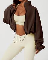 Women's Stand Collar Polar Fleece Jacket Relax Fit Baggy Winter Short Coat Long Sleeve Warm Crop Outwear Casual Fabric Womens...