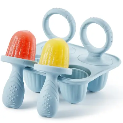 Silicone Ice Pop Molds Set of 4, BPA-Free Reusable Baby Ice Cream Maker, Easy Release Non-Toxic Material, Perfect for Kids' S...