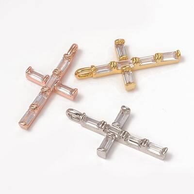 Brass Micro Pave Clear Cubic Zirconia Pendants