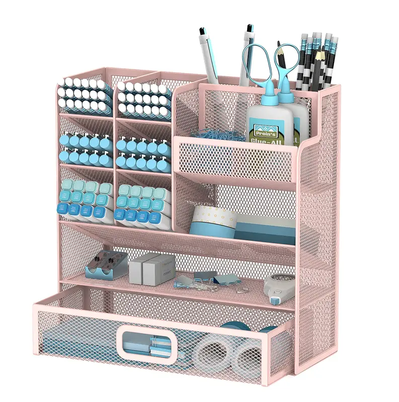 Desktop Organizer with Drawer – Multi-Functional Pen & Pencil Holder with a Cute Touch, Keeps Desk Tidy and Boosts Focus in...
