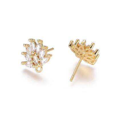 Brass Cubic Zirconia Stud Earring Findings