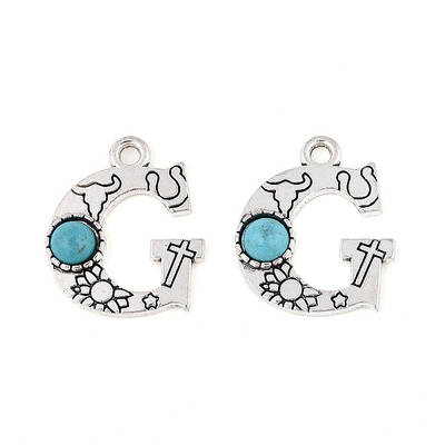 Synthetic Turquoise & Alloy Pendants