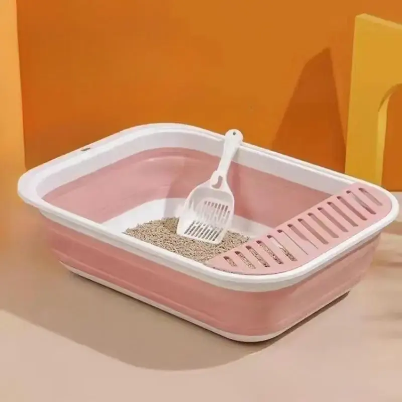 Foldable Semi-enclosed Large Cat Litter Box, Cat Toilet, Cat Litter Tray, Cat Waste Basket, Cat Supplies