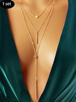 Elegant Layered Necklace, Bar Charm Pendant Necklace, Fashion Jewelry for Party, Daily Decor, Trendy All-match & Exquisite Je...