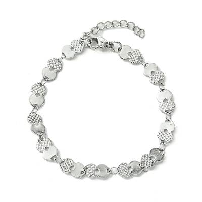 Non-Tarnish 304 Stainless Steel Heart Link Bracelets for Women