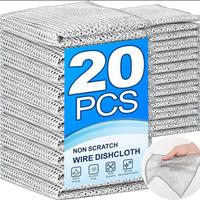 Home Wire Dishcloth, 20pcs Reusable Wire Cleaning Cloth, Multipurpose Non-scratch Wire Dishcloth for Wet and Dry Use, Dish To...