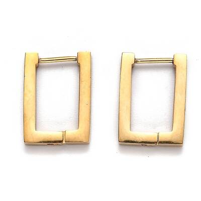 304 Stainless Steel Rectangle Huggie Hoop Earrings