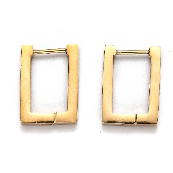 304 Stainless Steel Rectangle Huggie Hoop Earrings