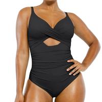 Shapellx Womens' Smart Sculpt Ribbed Cutout-Front Shaping Swimsuit