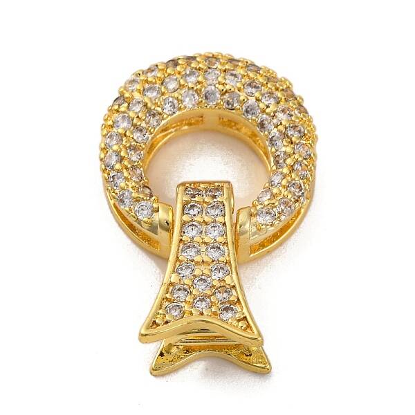 Brass Micro Pave Clear Cubic Zirconia Fold Over Clasps