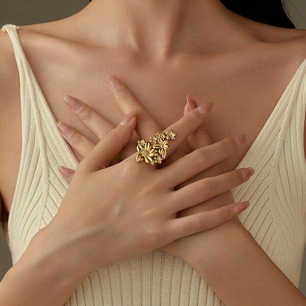304 Stainless Steel Open Cuff Rings for Women