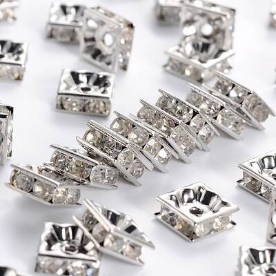 Brass Rhinestone Spacer Beads