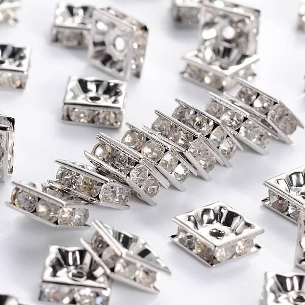Brass Rhinestone Spacer Beads