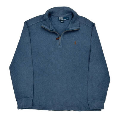 Polo By Ralph Lauren 1/4 Zip - Large Blue Cotton
