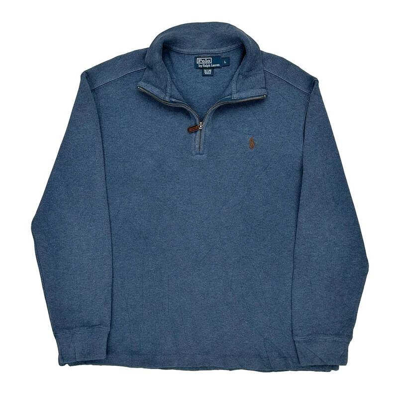 Polo By Ralph Lauren 1/4 Zip - Large Blue Cotton