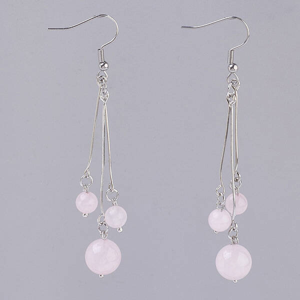 Natural Rose Quartz Dangle Earrings