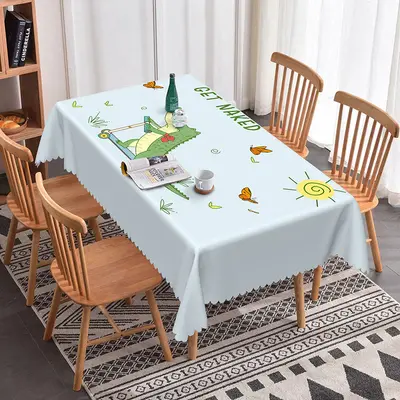 Aperturee Get Naked Dinosaur Sunny Rectangle Tablecloth, 52x70 Inch, 30.82 USD, rectangle tablecloths, ZJY04664-A