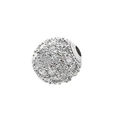 CZ Brass Micro Pave Grade AAA Clear Color Cubic Zirconia Round Beads