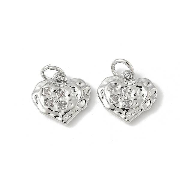 Brass Micro Pave Clear Cubic Zirconia Charms