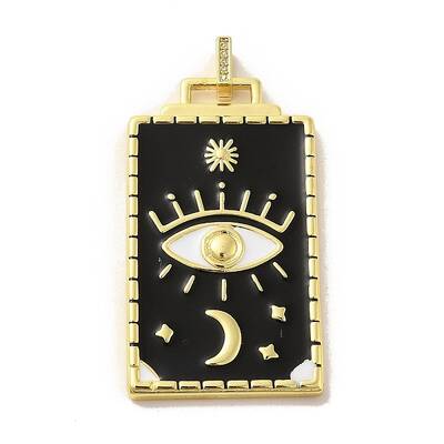 Brass Micro Pave Cubic Zirconia Pendant with Enamel