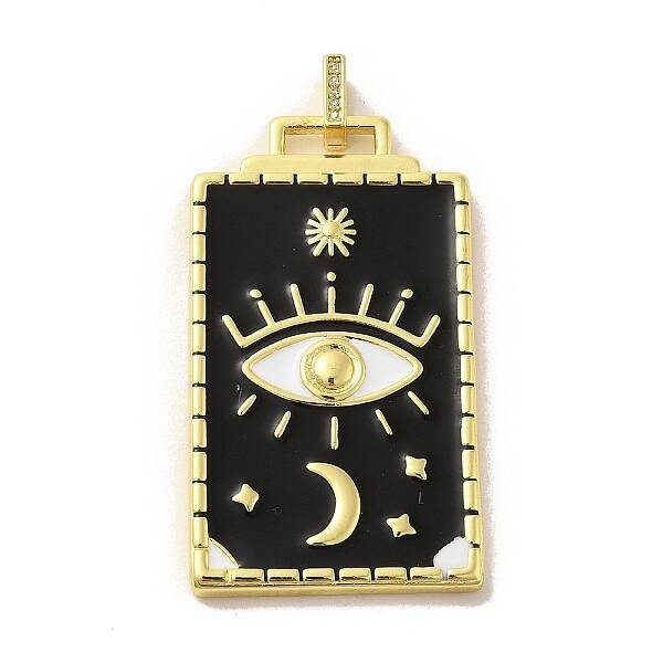 Brass Micro Pave Cubic Zirconia Pendant with Enamel