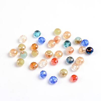 Faceted Rondelle Electroplate Glass Beads Strands