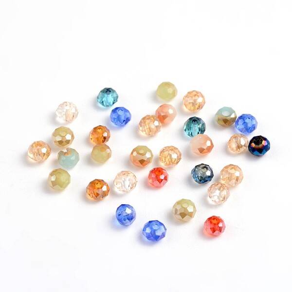 Faceted Rondelle Electroplate Glass Beads Strands