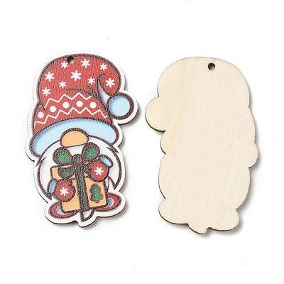 Single Face Christmas Printed Wood Big Pendants