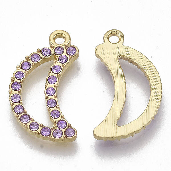 Light Gold Plated Alloy Rhinestone Pendants