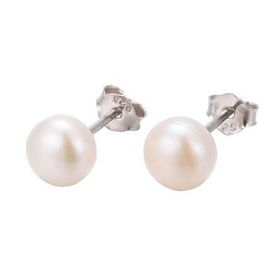 Anti-Tarnish Pearl Ball Stud Earrings