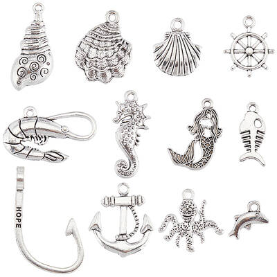 72Pcs 12 Styles Tibetan Style Alloy Charms