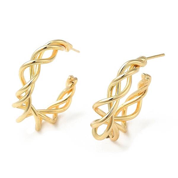 Brass Wire Twist Stud Earrings