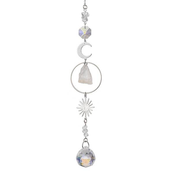 Rough Raw Natural Quartz Crystal Nuggets Hanging Ornaments