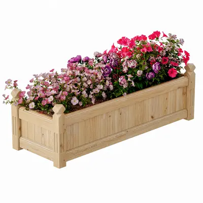 Garvee 43 x 15 x 13 Sturdy Fir Wood Raised Garden Bed – Large Rectangular Outdoor Planter Box for Vegetables, Herbs, Flo...