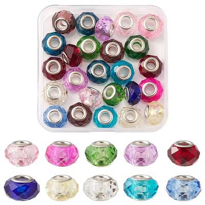 25Pcs Handmade Glass European Beads